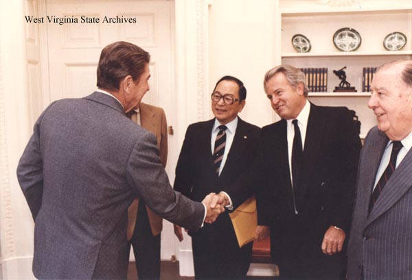President Ronald Reagan with Senator Jennings Randolph and
others