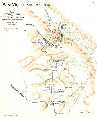 Map of the Battle of Droop Mountain